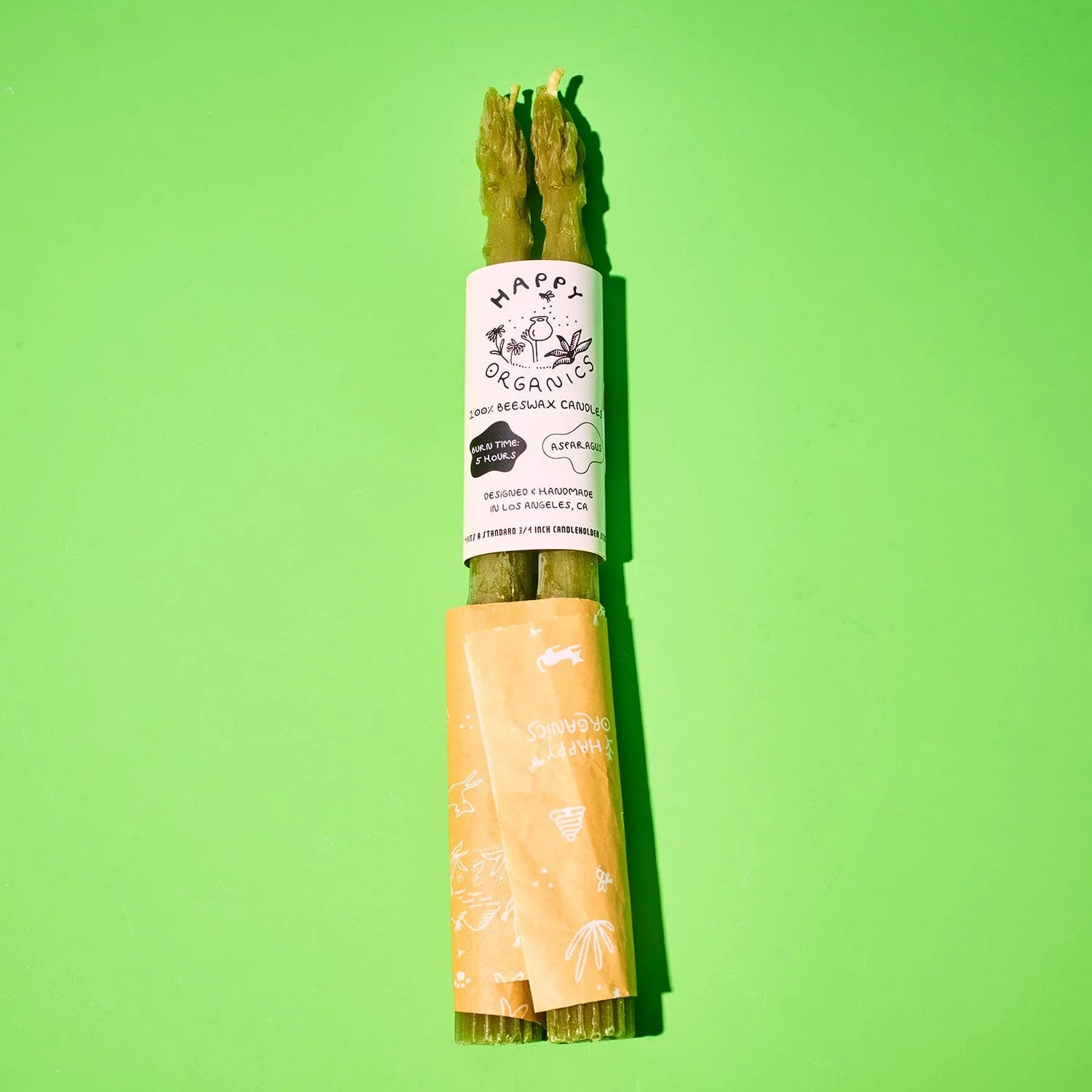 Asparagus Beeswax Taper Candles - Image 5
