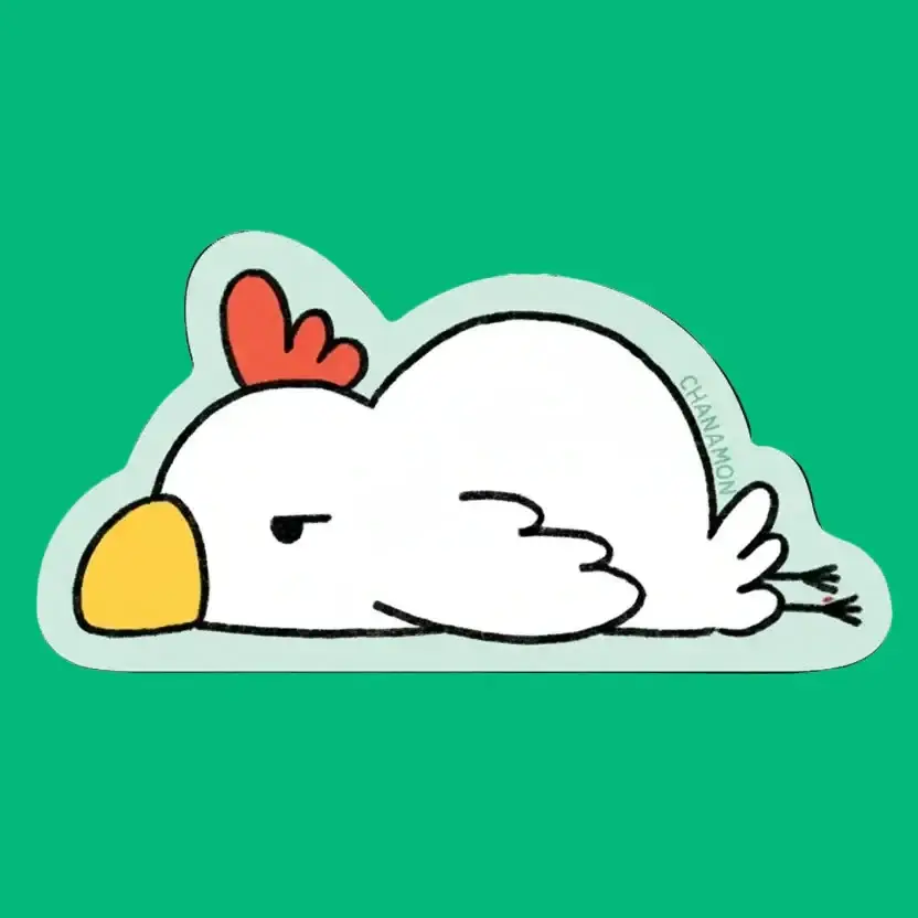 Depressed Chicken Die Cut Vinyl Sticker - Image 2