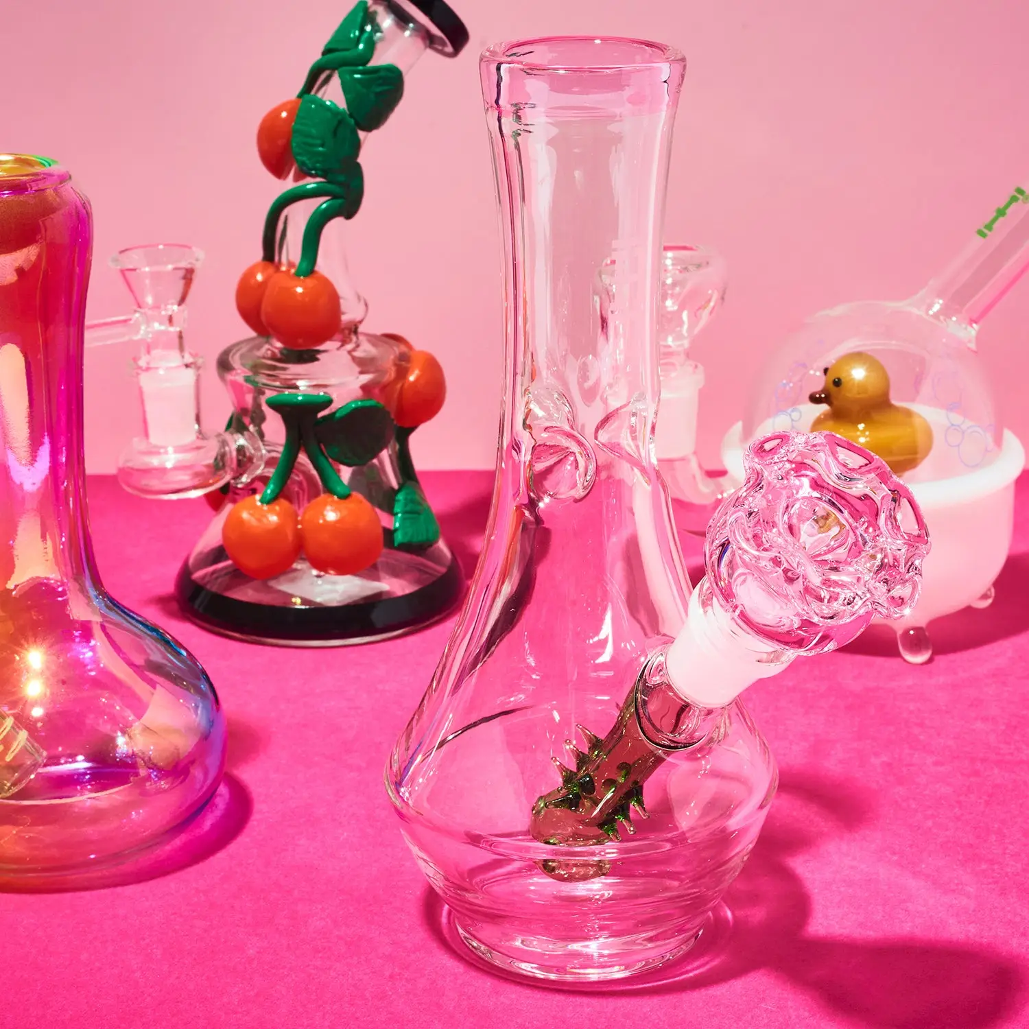 Flower Vase Glass Bong - Pink - Image 3