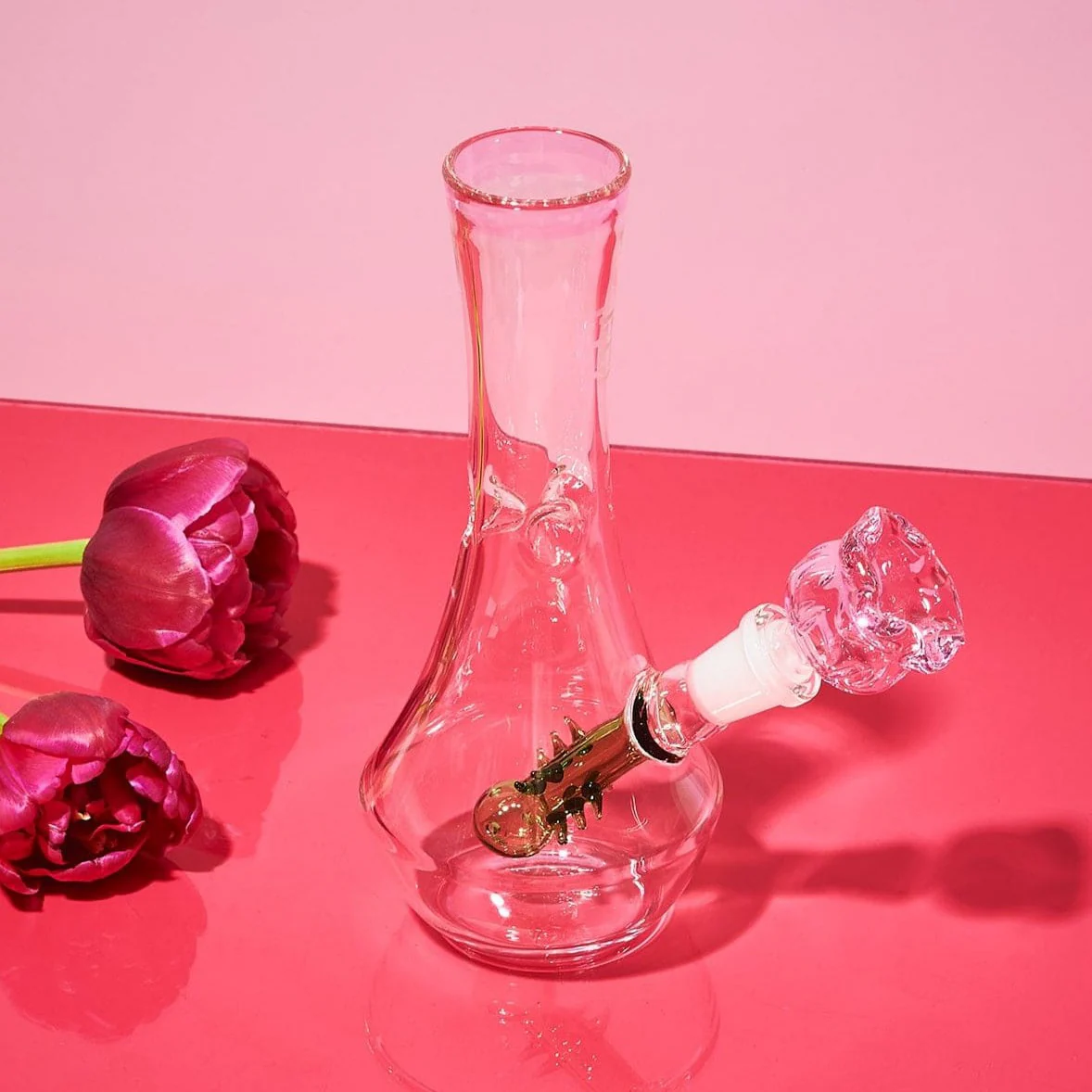 Flower Vase Glass Bong - Pink - Image 4
