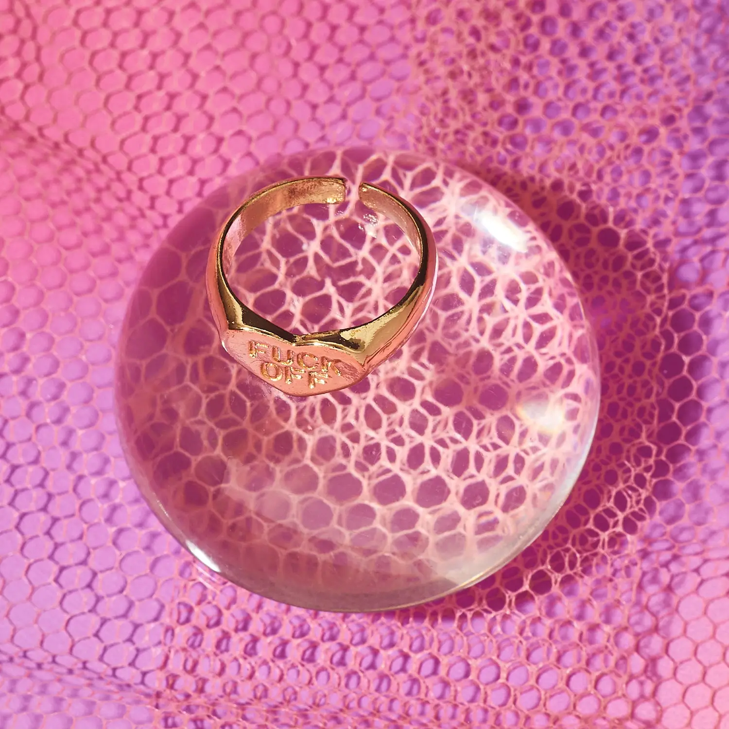 Fuck Off Gold Plate Heart Ring - Image 3