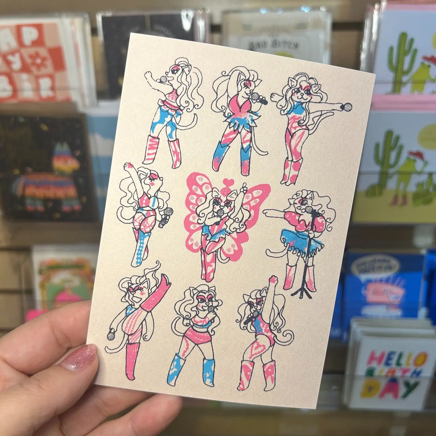 Hand Silkscreen Postcard - Chappell Cat - Image 2