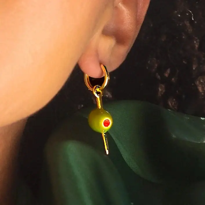 Make It Dirty Olive Hoop Earrings - Image 2