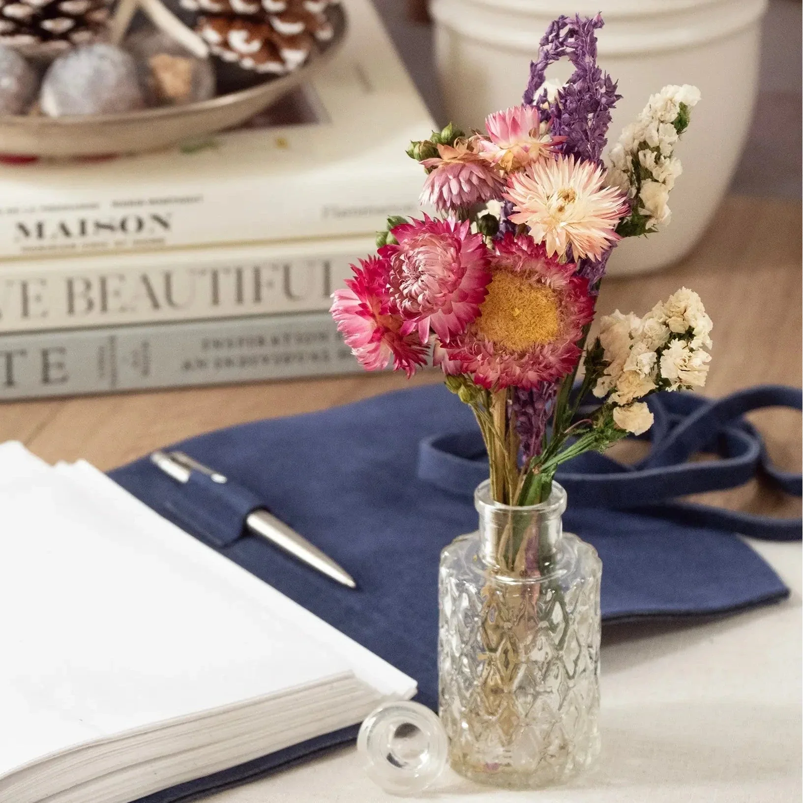 Strawflower & Larkspur Dried Flower Bouquet - Image 2