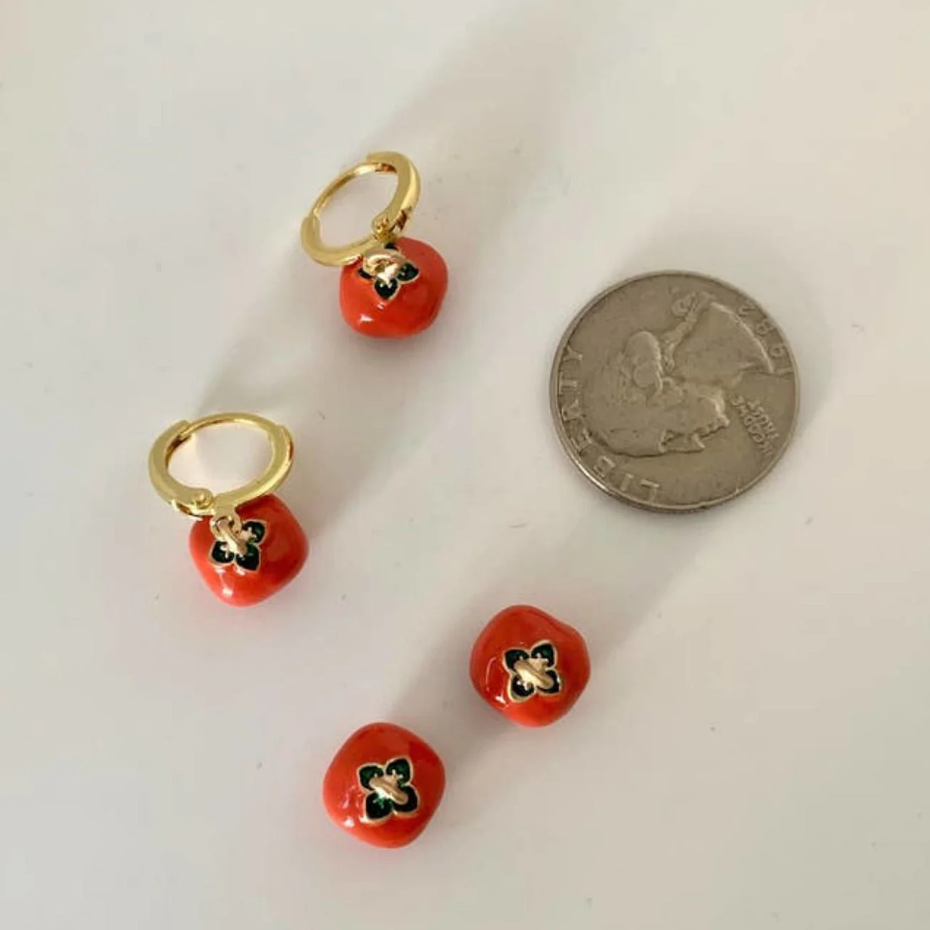 Tomato Huggie Earrings - Image 4
